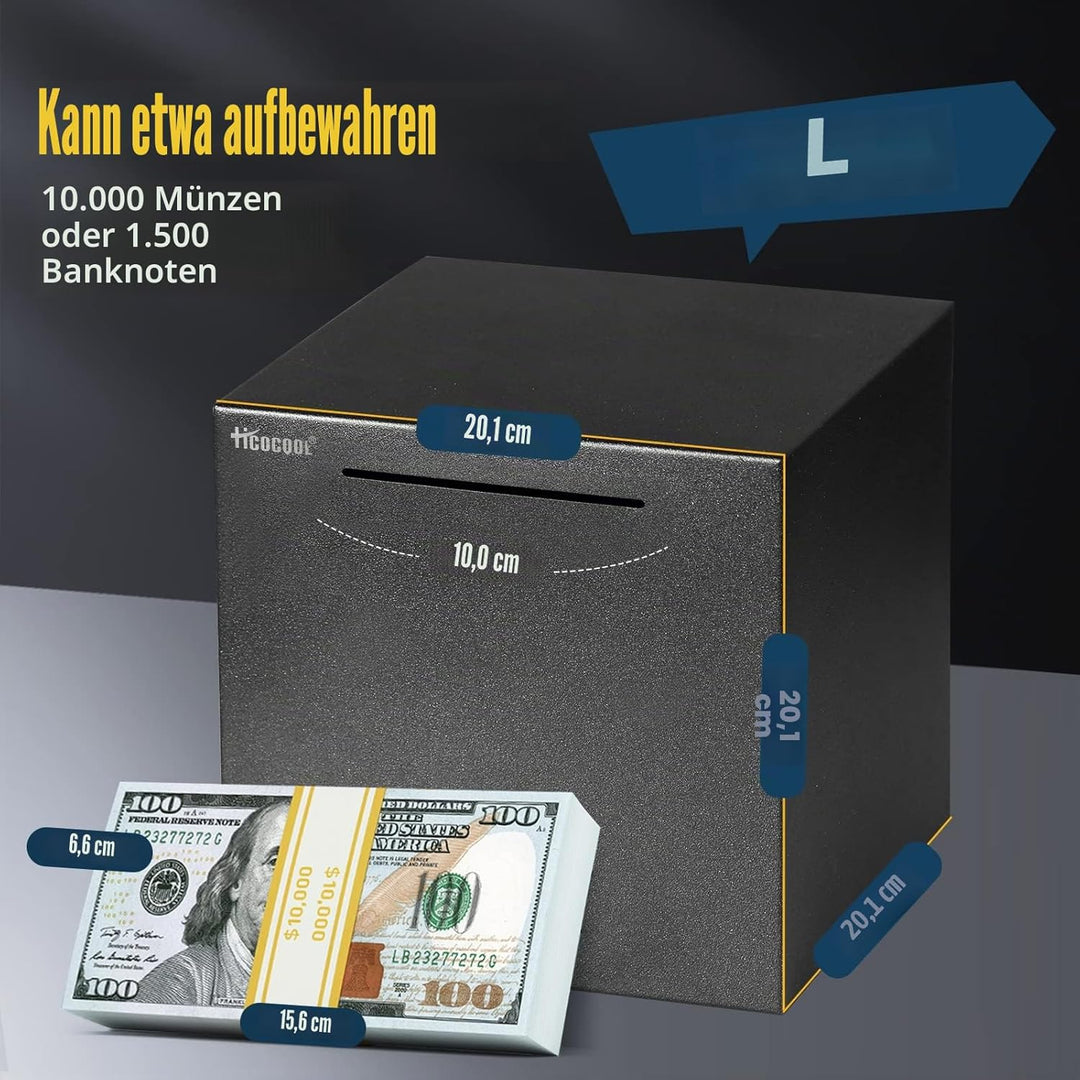 Erwachsene Spardose Edelstahl Safe Sparbüchsen für Erwachsene Einsparungen Echte Spardose (19cm) Sch