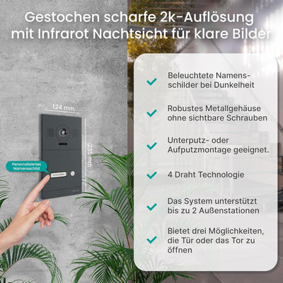 MATHFEL Video Türsprechanlage Mit Kamera, Türklingel mit Kamera und Monitor, Türöffner-Funktion, 7 Z