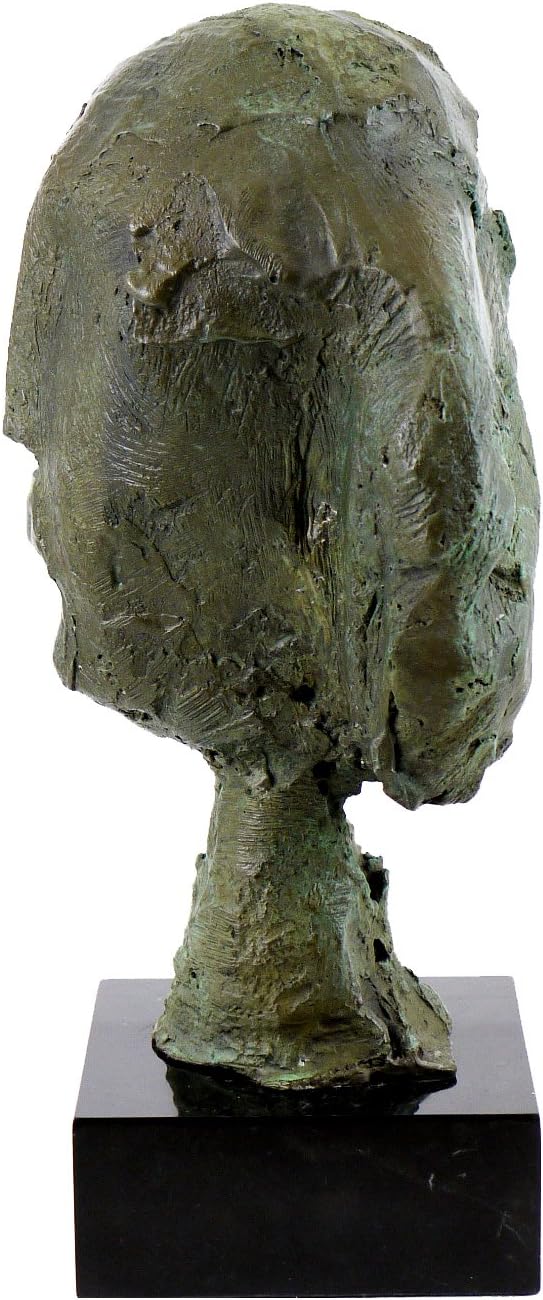 Abstrakte Bronzefigur/Bronzekopf auf Marmorsockel - nach Henry Moore - signiert - Moderne Kunst