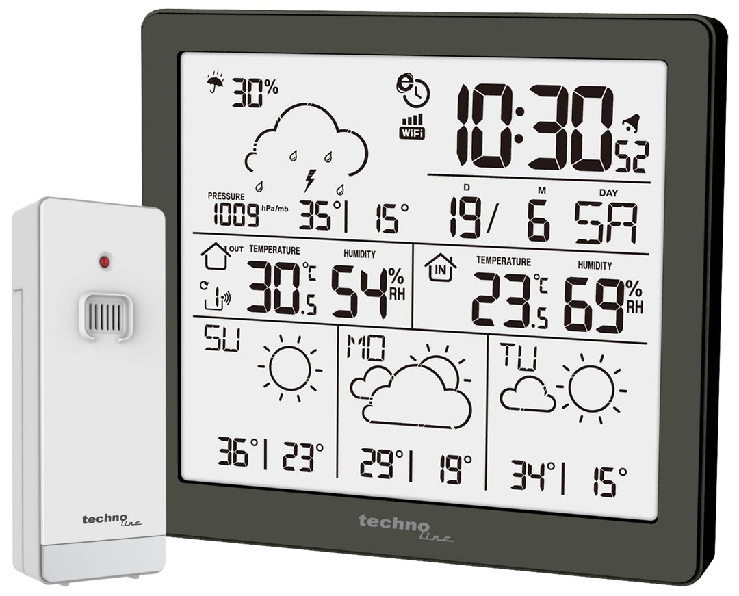 WD2200 - Wetterstation mit 3 Tage Wettervorhersage, Inklusive Aussensender, Daten auf der Station un