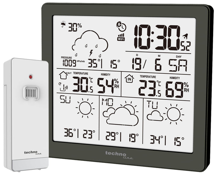 WD2200 - Wetterstation mit 3 Tage Wettervorhersage, Inklusive Aussensender, Daten auf der Station un