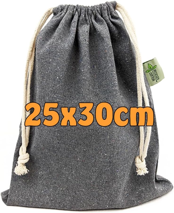 Cottonbagjoe Beutel aus recycelte Baumwolle mit Kordelzug | 25 x 30 cm | unbedruckt | Kosmetikbeutel