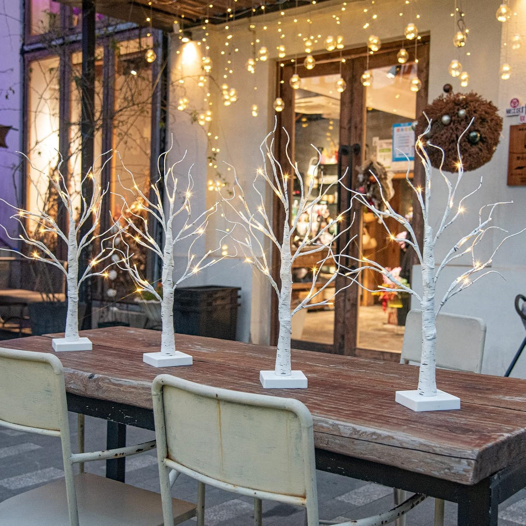 2er Set Lichterbaum Lichterzweige für Innen 24 Warmweiss LEDs Bäumchen Birken Dekozweige Batteriebet