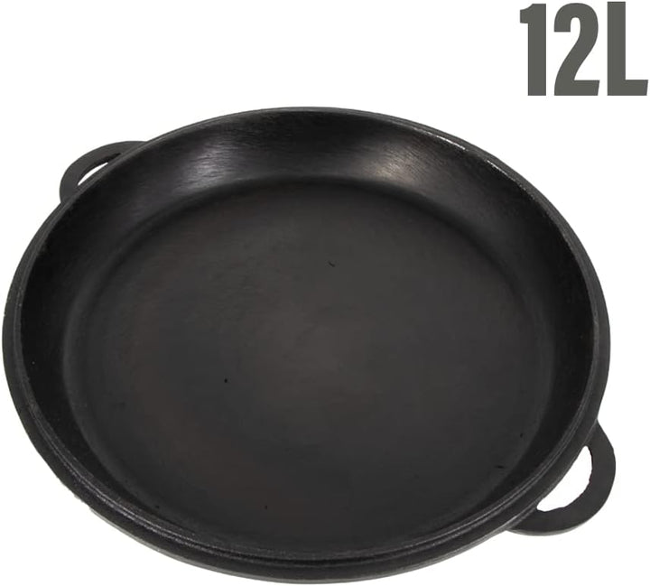 Grillpeter Kasan 12 Liter mit Deckel-Pfanne mit rundem Boden aus Gusseisen