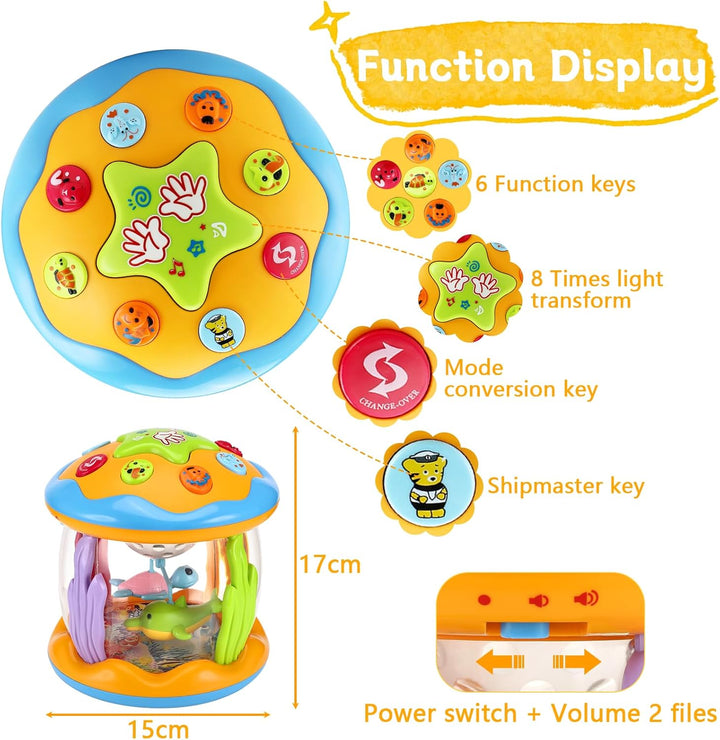 Baby Spielzeug 1 Jahr Junge Mädchen Drehender Projektor Babyspielzeug mit Musik/Licht ab 12 18 Monat