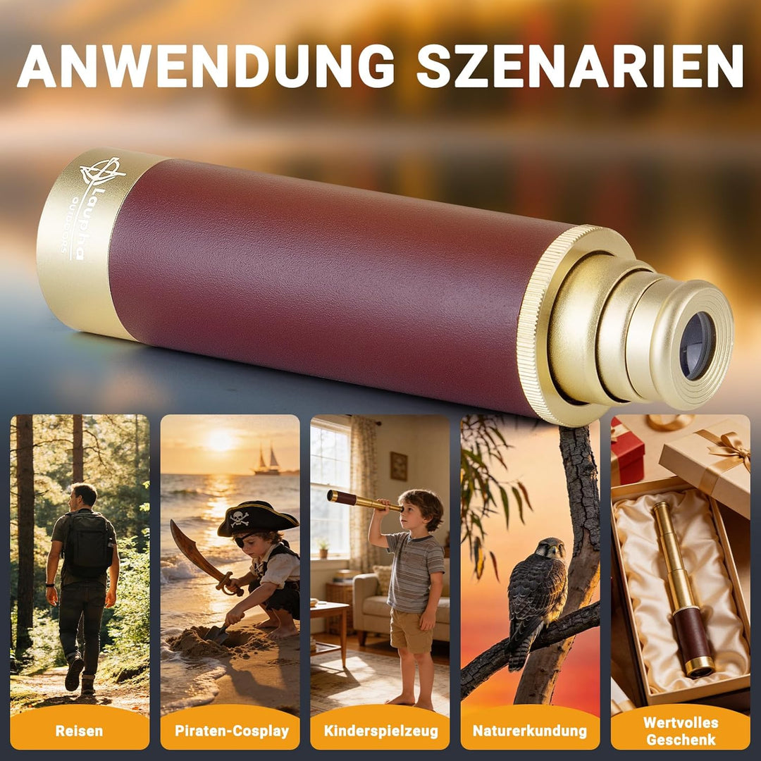 Retro Pirat Teleskop Monokular mit Schatzkarte 25x30 Zoomable Vintage Kapitän Jack Spyglass BAK-4 Li