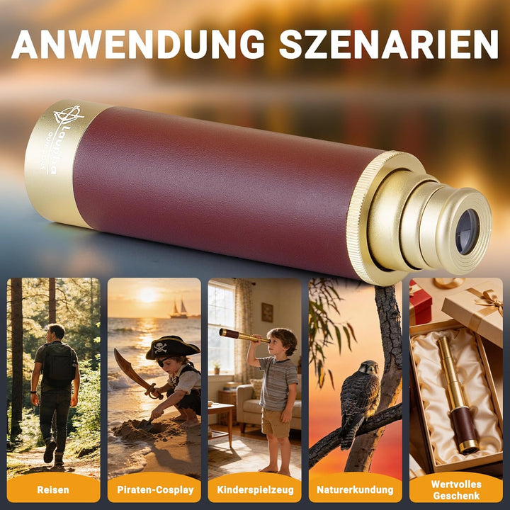 Retro Pirat Teleskop Monokular mit Schatzkarte 25x30 Zoomable Vintage Kapitän Jack Spyglass BAK-4 Li