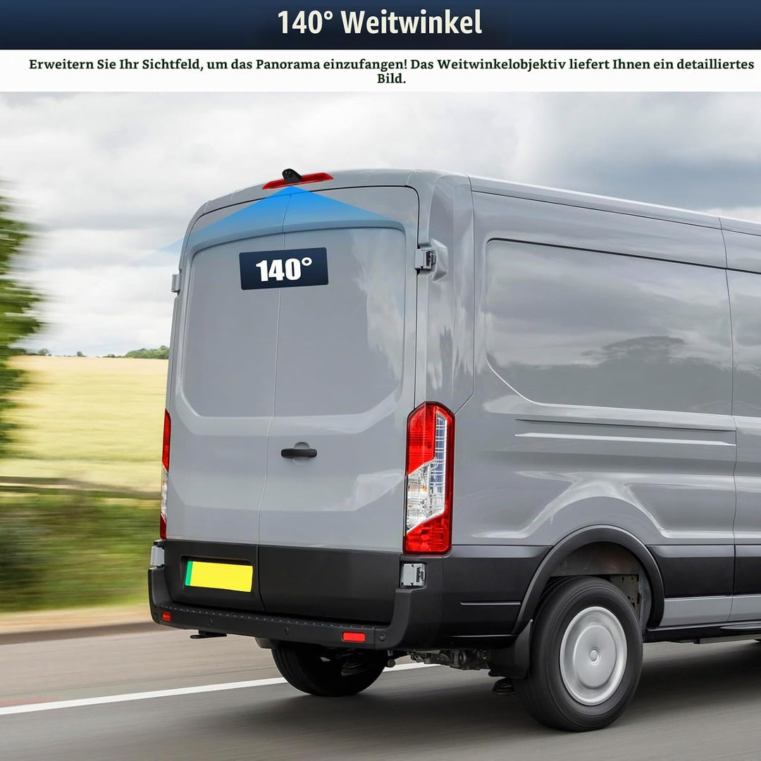 CAMECHO 720P HD Rückfahrkamera Ford Transit Van 2015-2020, 140° Weitwinkel, IP67 wasserdicht, Nachts