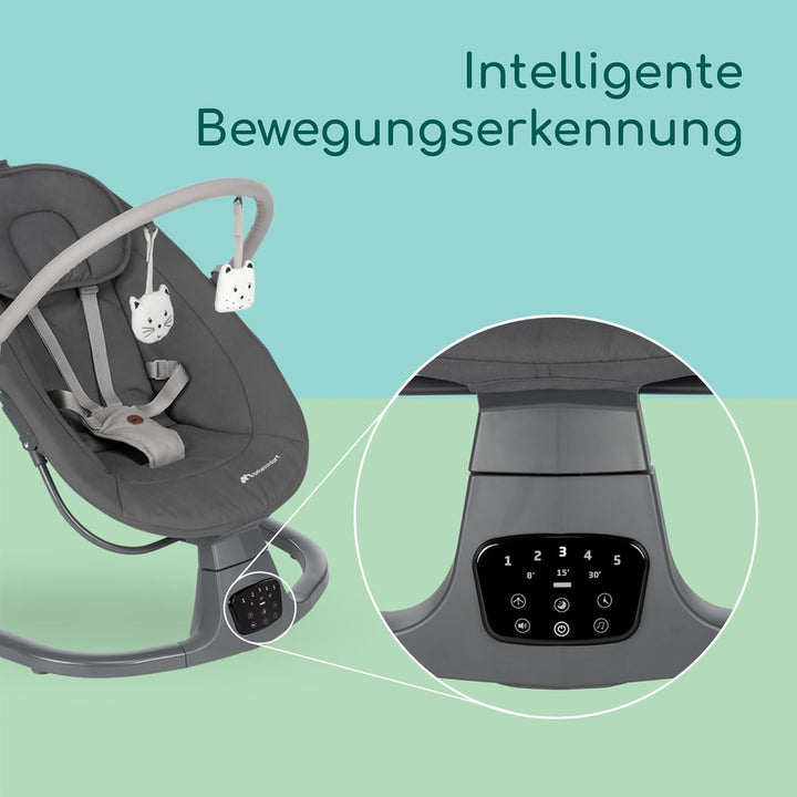 Bebeconfort Jolana, Babywippe elektrisch, 0–6 Mon (9 kg), automatische Bewegungserkennung, 12 beruhi
