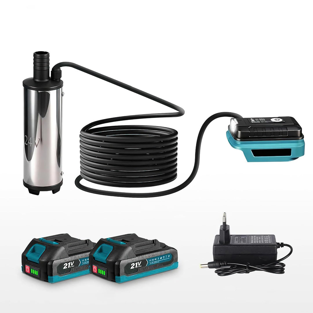 Tragbare Wasserpumpe Sumpfpumpe für Makita 18V Lithium Akku, 21V Transferpumpe mit 5m kabel, Elektri