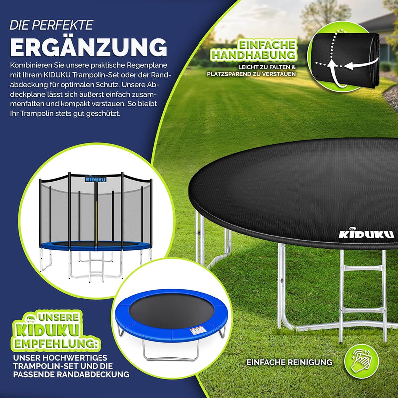 KIDUKU Trampolin Abdeckung 244-427cm | Regenabdeckung wetterfest, reissfest & UV-beständig | Outdoor