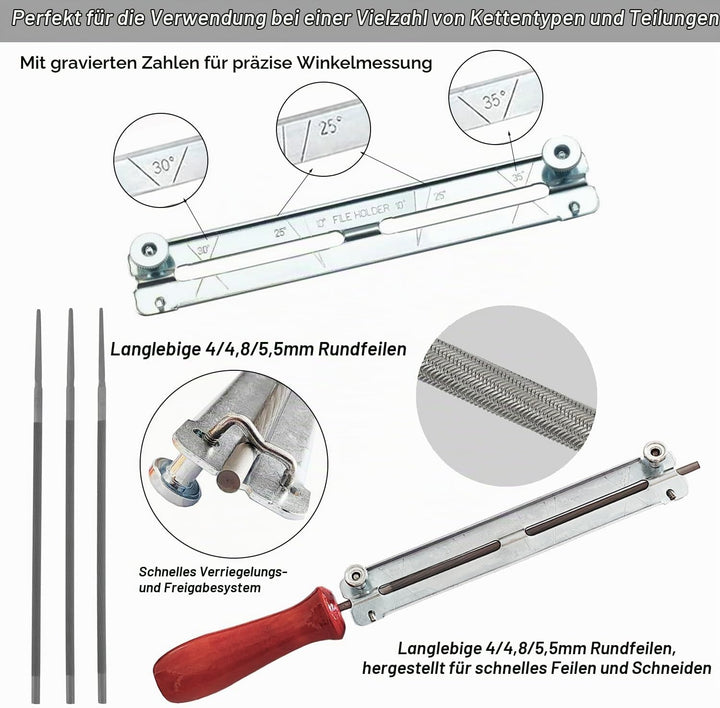 Kettensägen Schärffeilen Kit 11pcs Universal Kettensägen Feilensatz Sägeketten Feilen Set zum Schärf