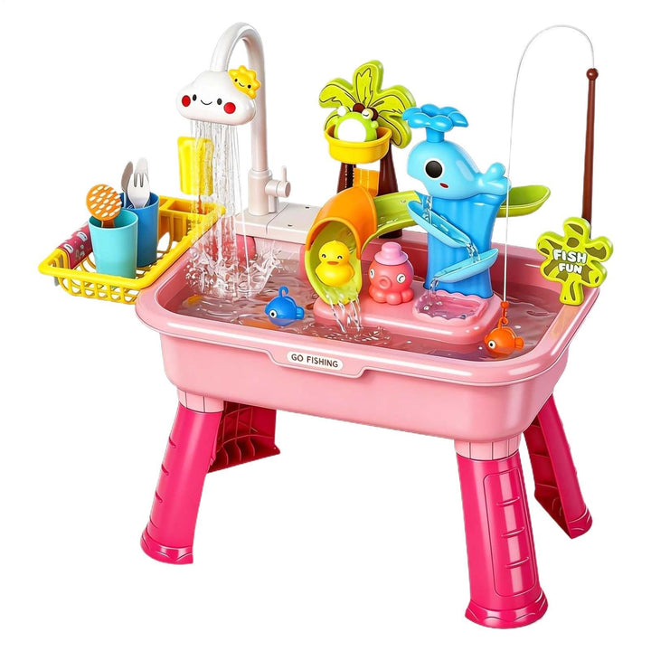Water Table Play Sink with Running Water Electric Battery Powered Toy Slide Pretend Role Play Toys P