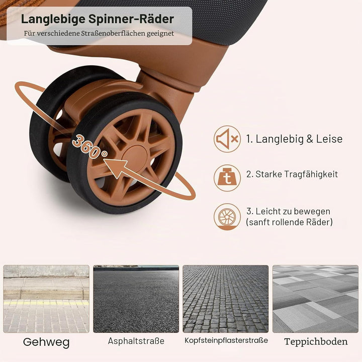 KONO Koffer Reisekoffer Trolley Kofferset 4 Teilig von ABS+PC Hartschalenkoffer mit TSA-Schloss, 4 R