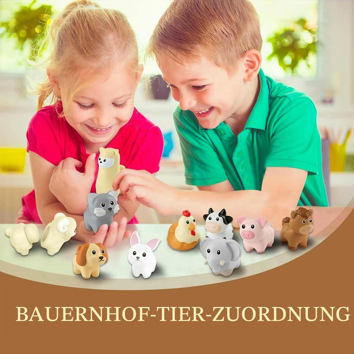 10pcs Bauernhof Tier Matching Spielzeug, Montessori Spielzeug für Kleinkinder, Farbsortierung &amp; Stap