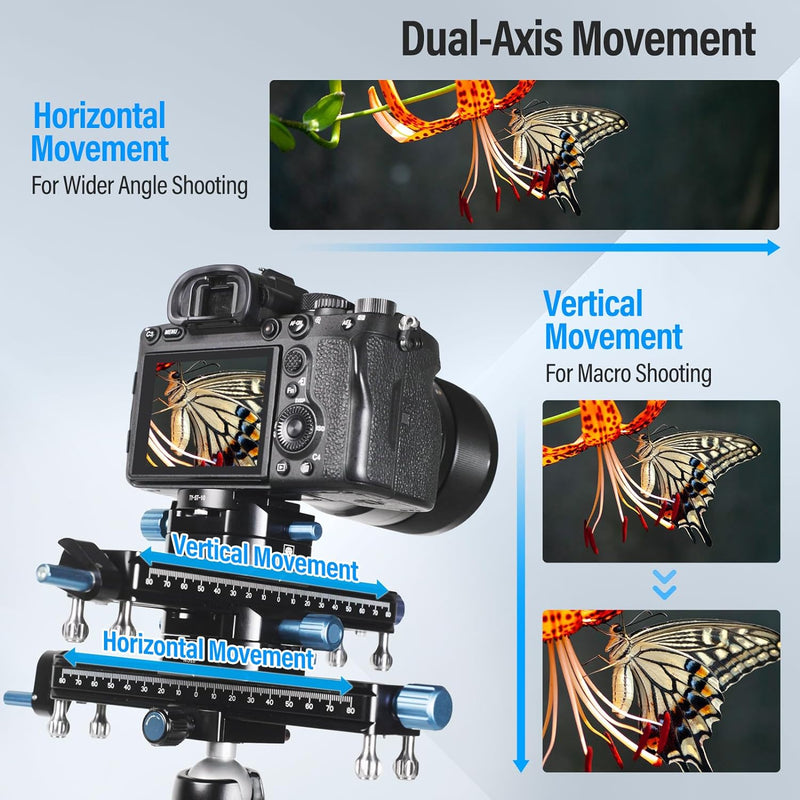 SIRUI MS18 180mm Makro-Fokus-Schiene, 360° drehbare Klemme, Arca-Swiss QR-Platte, für Kameras, Stati