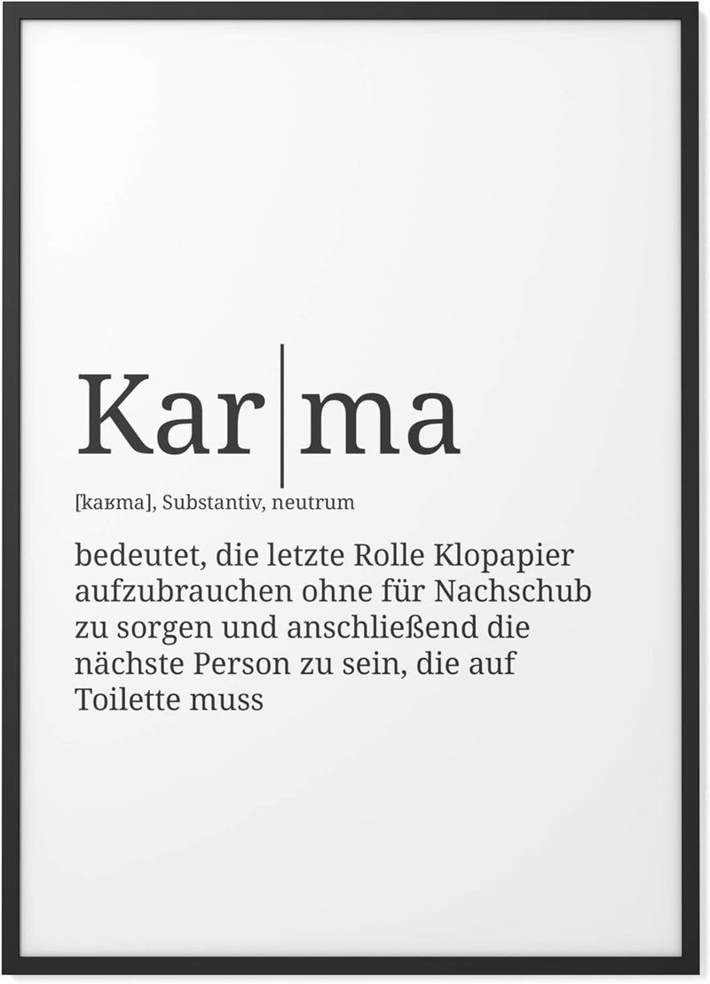 Papierschmiede® Definition: Karma, DIN A2 fertig gerahmt (Aluminium Rahmen, Farbe wählbar) XXL Poste