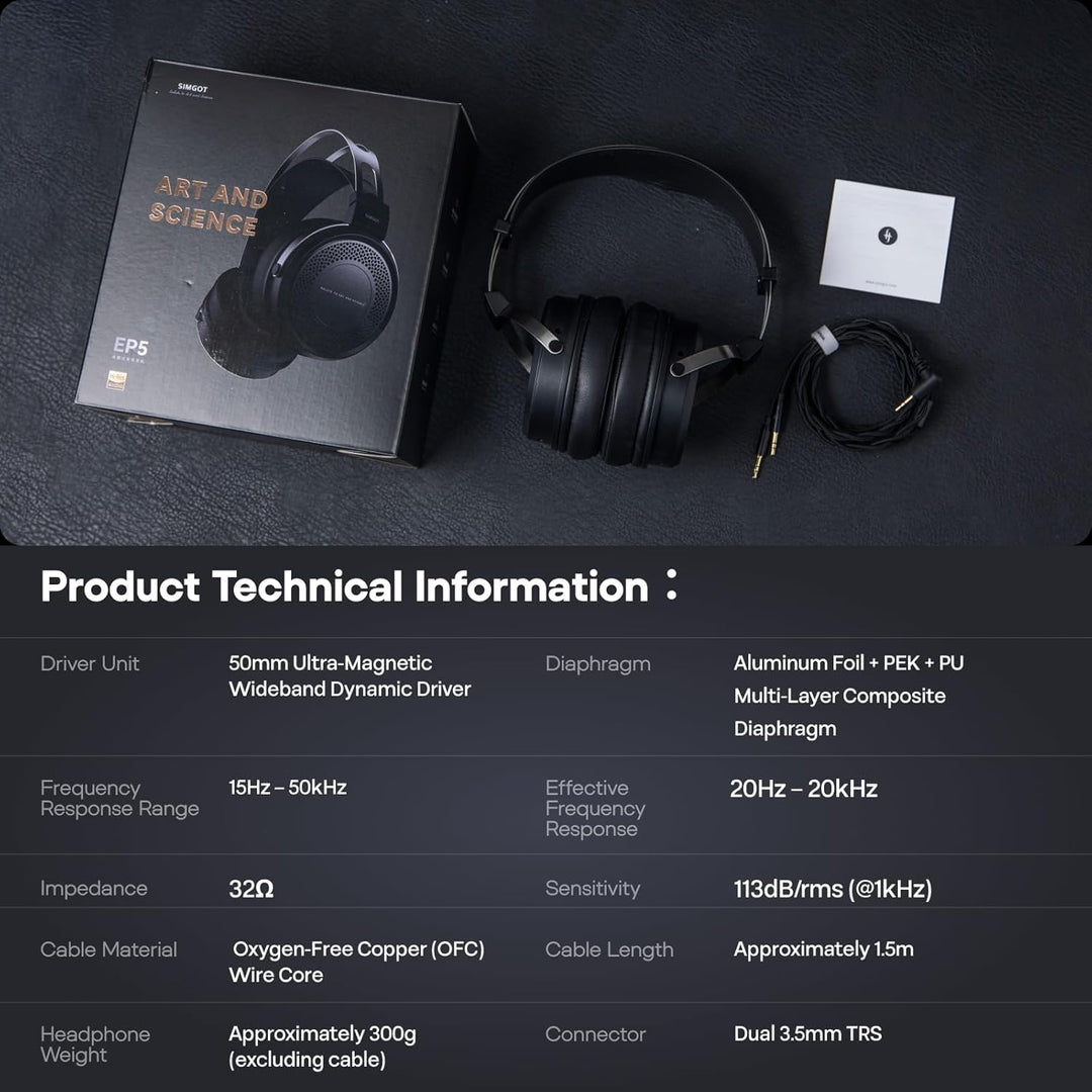 LINSOUL SIMGOT EP5 Over-Ear-Kopfhörer, 50 mm Ultramagnetische Treiber, Innovativer Geschlossener HiF