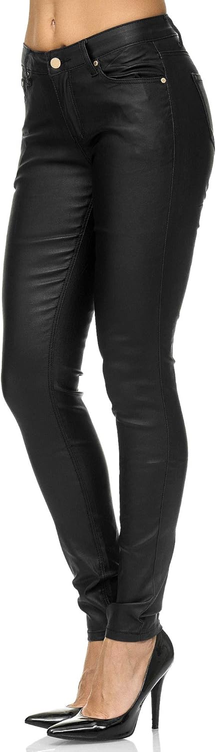 Elara Damen Hose Kunstleder Push Up Effekt Chunkyrayan 32 Slim Schwarz Fällt Eine Nummer Kleiner aus