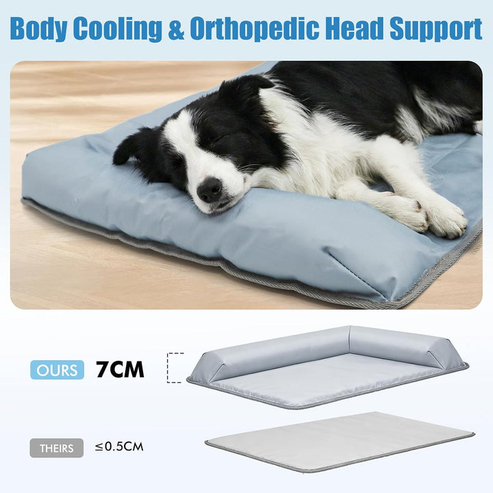 XIAPIA Kühlmatte Hunde Ergonomisch mit Rand (7cm), 69x99 cm Hundebett Selbstkühlend, 100% Ungiftiges