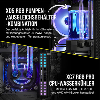 Corsair Hydro X Series, iCUE XH305i RGB Individuelles Kühlungs-Kit (XC7 RGB (115X/AM4), XD5 Pumpen/K