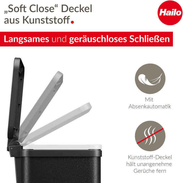 Hailo Öko duo Plus M Tret-Mülltrenner - freistehender 2 x 9 Liter Doppelmülleimer aus Stahlblech - M
