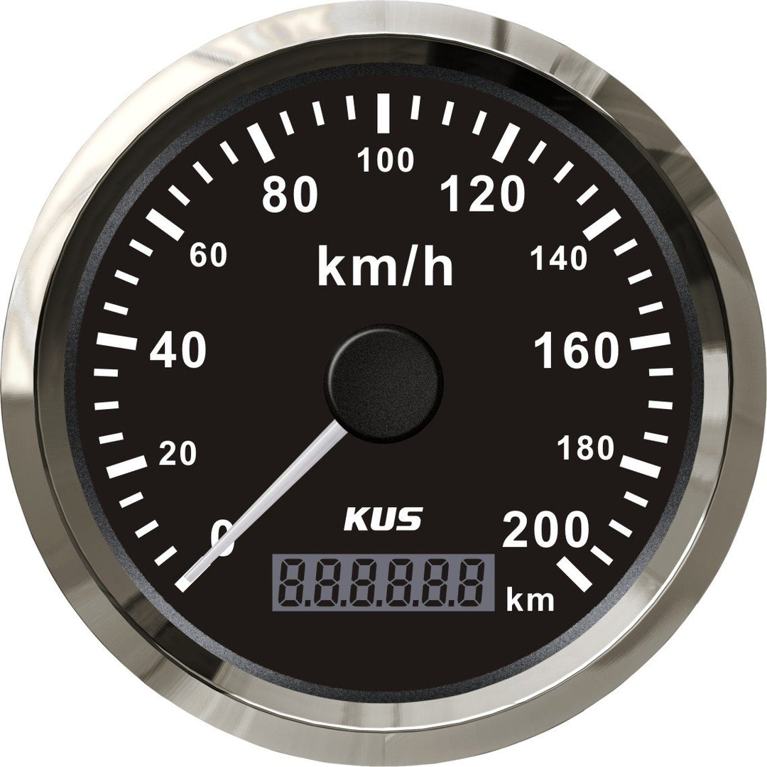 KUS Wasserdichte GPS Tacho Kilometerzähler 0-200km/h Für Auto Motorrad Lkw 85mm (Schwarz), Schwarz