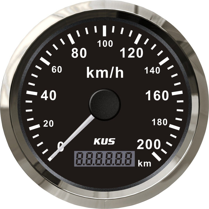 KUS Wasserdichte GPS Tacho Kilometerzähler 0-200km/h Für Auto Motorrad Lkw 85mm (Schwarz), Schwarz
