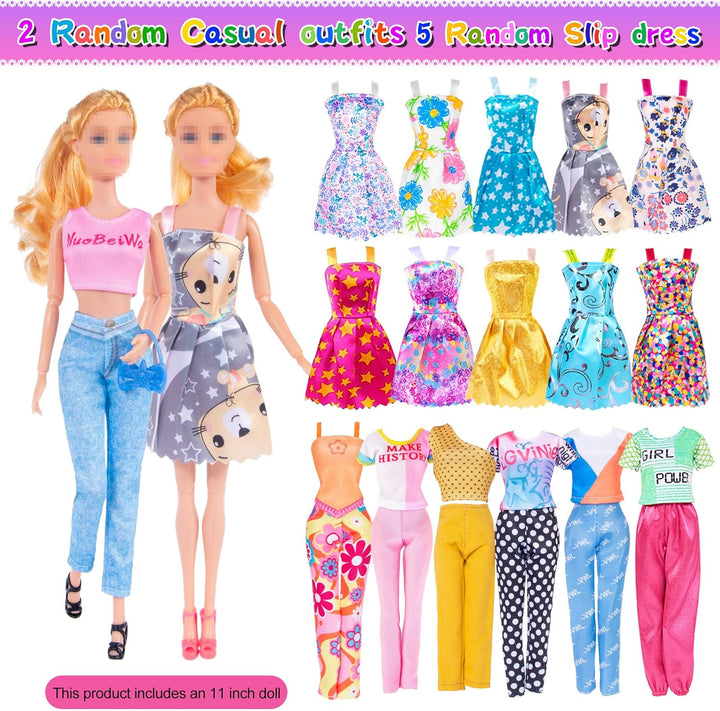 107pcs 11.5 Zoll Mädchen Puppe mit Kleidung Zubehör und Schrank, Gepäck, Schal mit Kleid, Prinzessin