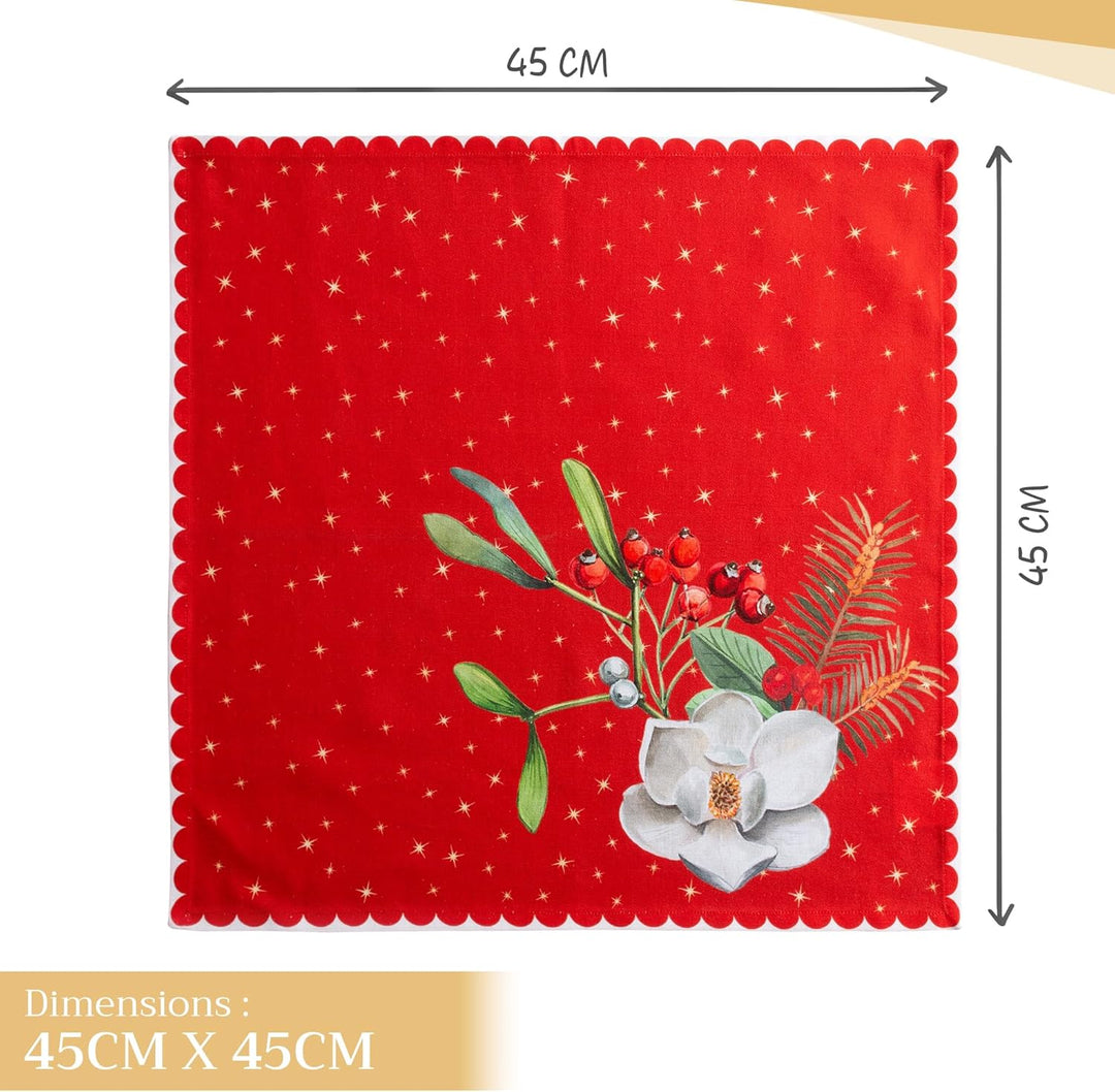 Maison d' Hermine Stoffservietten 4er Set aus 100% Baumwolle Wiederverwendbare Stoffservietten Weihn