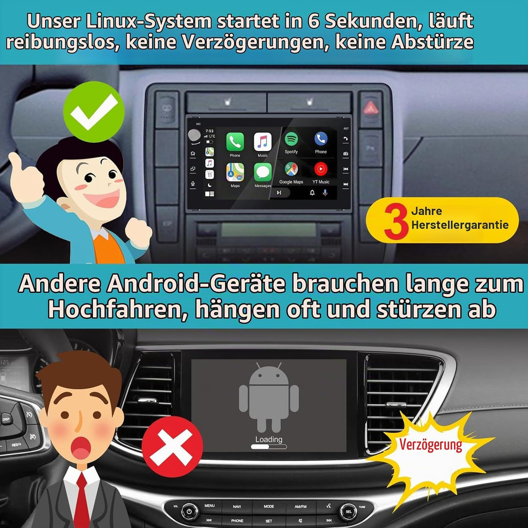 Auto-Radio für VW Golf 4/Polo Bora MK3 MK4/Passat MK5 | Linux-System,Hohe Leistung, VW Radio mit Wir