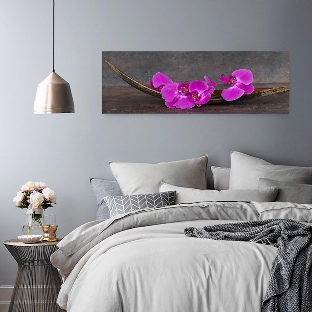 Feeby Frames, Leinwandbild, Bilder, Wand Bild, Wandbilder, Kunstdruck 60x150cm, BLUME, ORCHIDEE, ZEN
