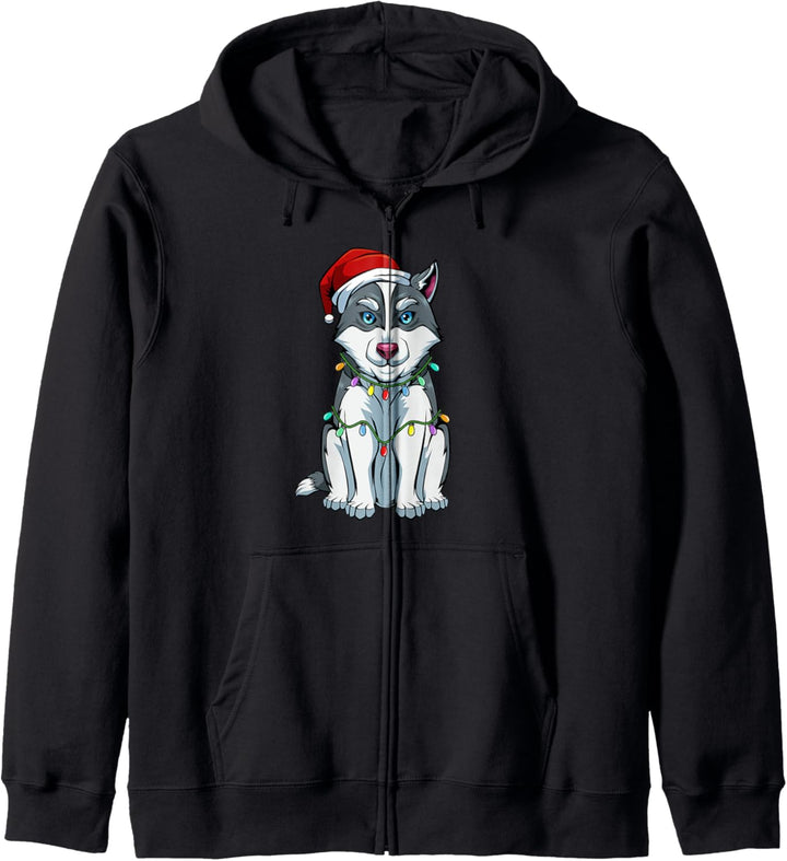 Siberian Husky Hund Dog Xmas Weihnachtsgeschenk Weihnachten Kapuzenjacke