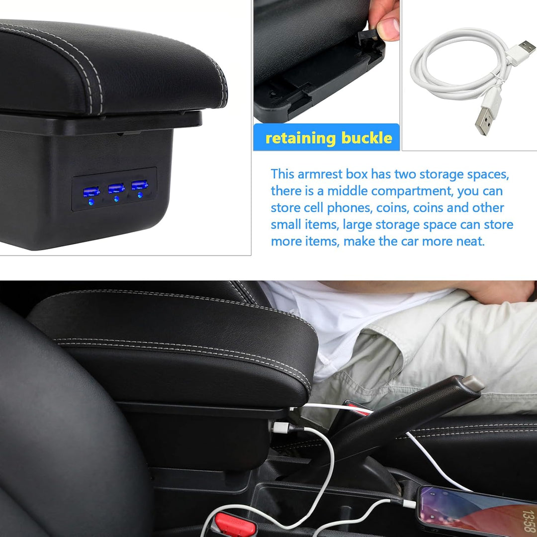 Armlehne kompatibel mit Renault Duster 2019-2023 Doppelschicht Mittelkonsole Grosse Aufbewahrungsbox