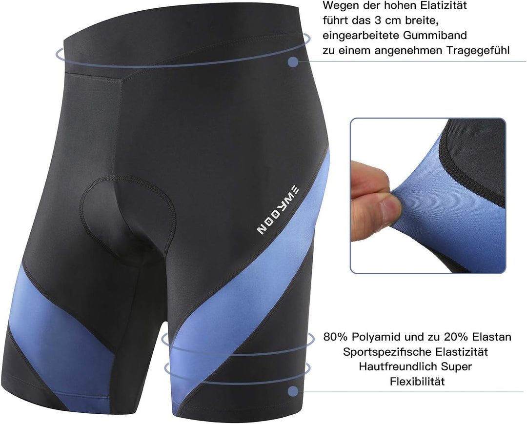 NOOYME Radlerhose Herren Fahrradhose Herren gepolstert 4D Elastische Radlerhose Herren mit Sitzpolst