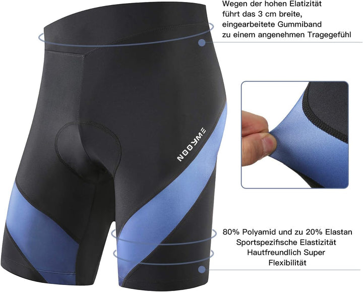 NOOYME Radlerhose Herren Fahrradhose Herren gepolstert 4D Elastische Radlerhose Herren mit Sitzpolst