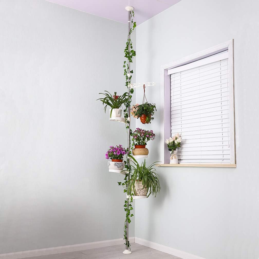 Hershii 5 Ebenen Teleskop Blumenregal Höhenverstellbarer Pflanzenständer Halter Blumentopf Ständer P