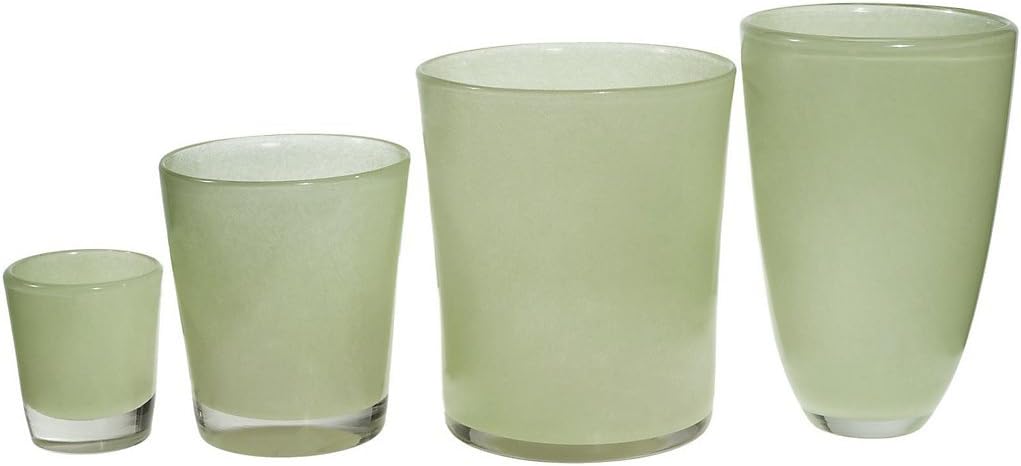 CRISTALICA Bouquet Vase Blumenvase Übertopf Colori Grün H 26 cm D 16 cm Handgeformt Mundgeblasenes G