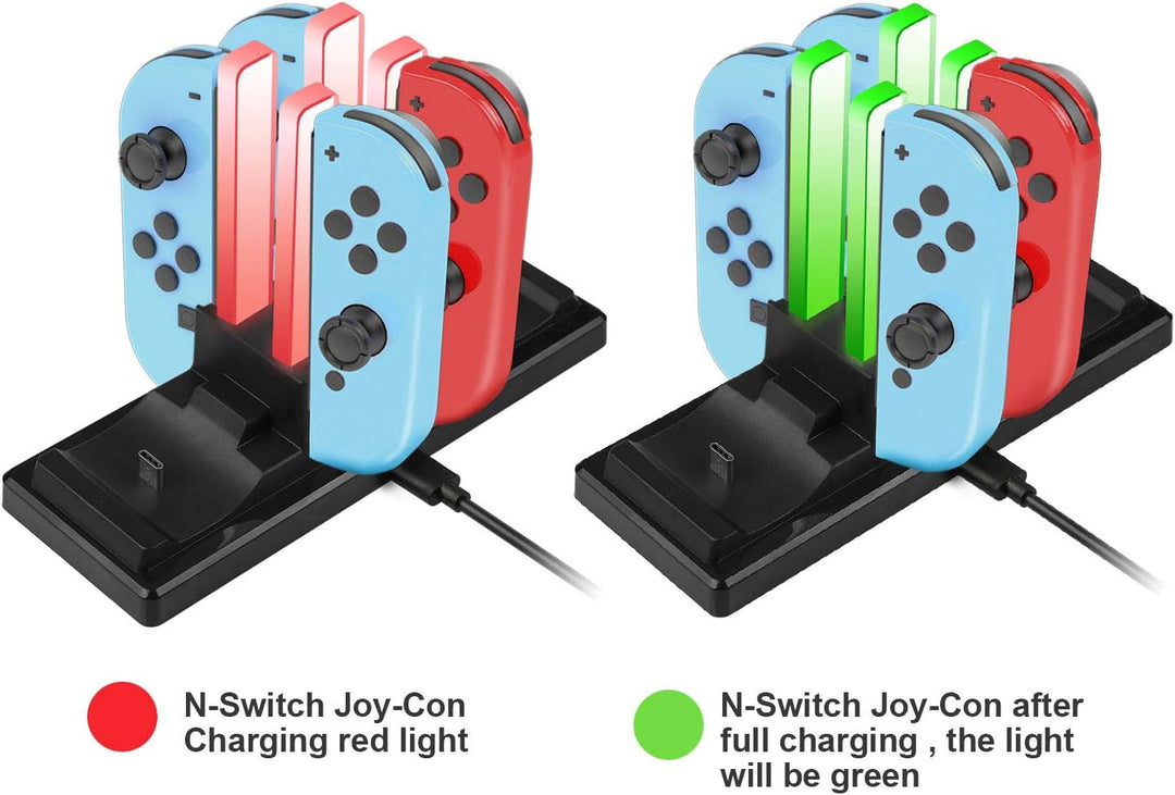 EXTSUD 6 in 1 Switch Controller Ladestation Pro Controller Ladegrät mit 4 Slots für Joy-Con und Typ-