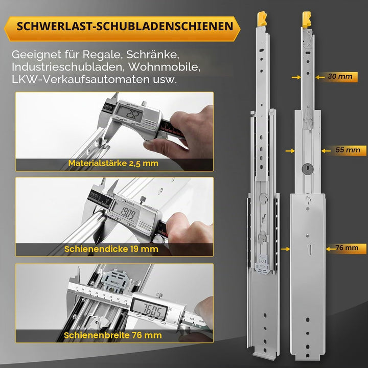 AOLISHENG Schwerlast Schubladenschienen vollauszug 800mm, mit Verriegelungsfunktion Schwerlastauszüg