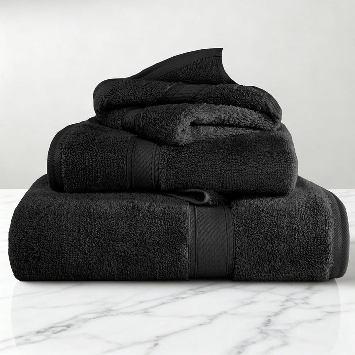 SUPERIOR - Handtuchset, Baumwolle, schwarz, 900 Gramm, 3-teilig, Schwarz
