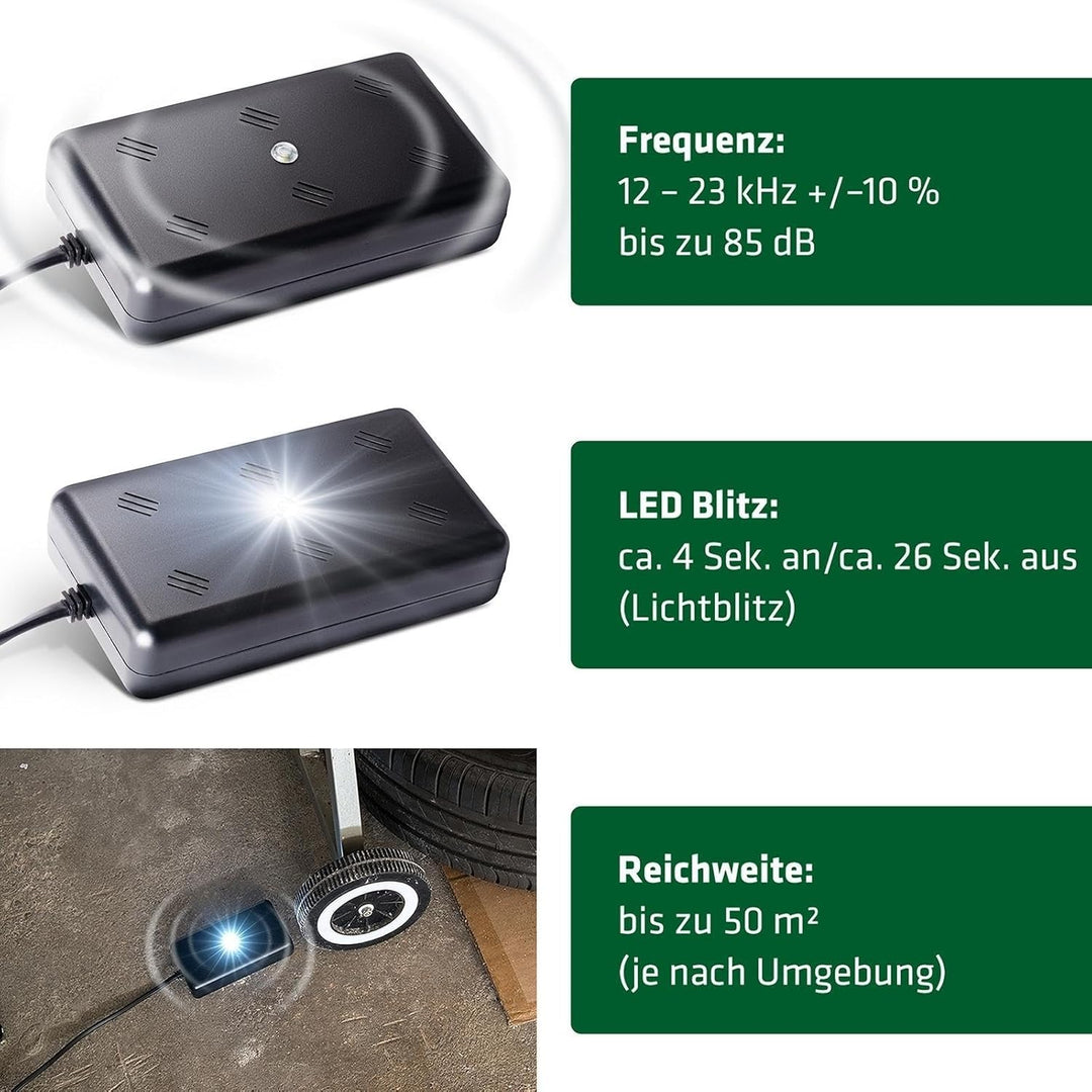 Gardigo® Marderschreck Indoor LED für Marderabwehr | Marder-Frei Haus Garage Scheune Stall und Carpo