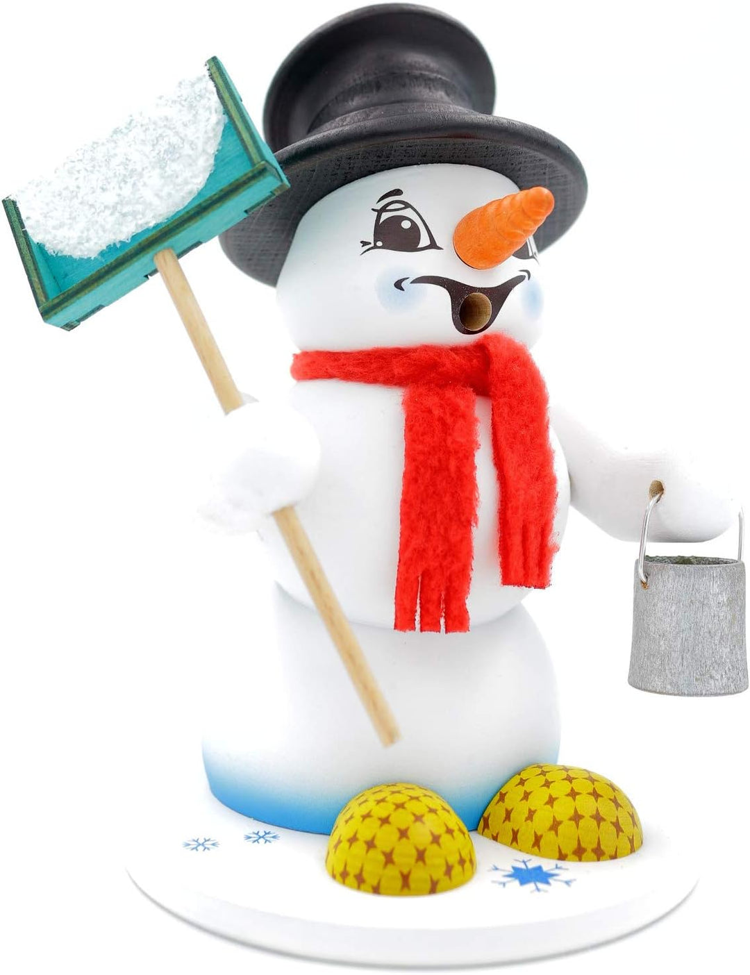 Kuhnert - Erzgebirgische Holzkunst Räuchermann Räucherfigur Schneemann 19cm - Schneeschieber, Schnee