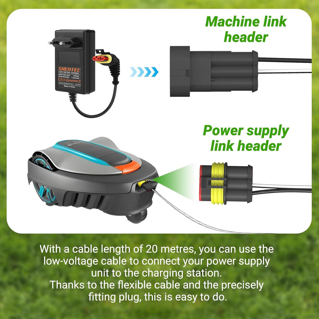 Shentec 20M Niederspannungskabel Transformator Kabel kompatibel mit Gardena Robotic R38Li, R40Li, R8