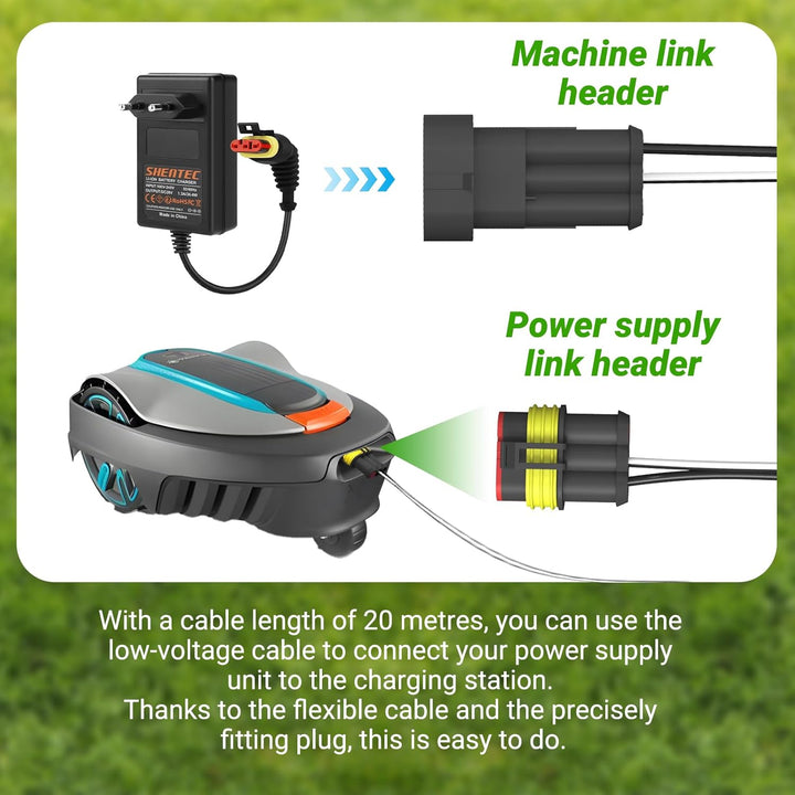 Shentec 20M Niederspannungskabel Transformator Kabel kompatibel mit Gardena Robotic R38Li, R40Li, R8