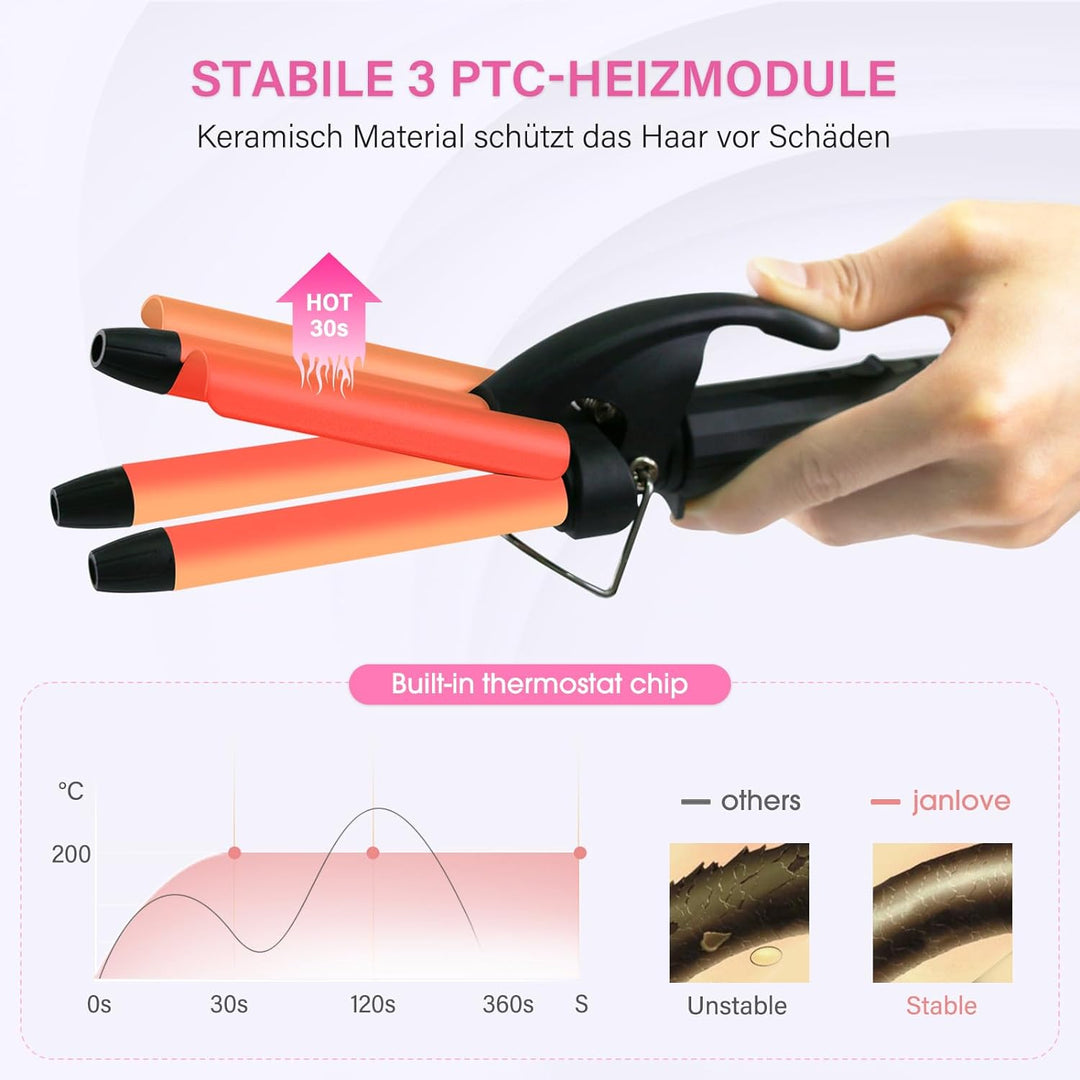 Mini Lockenstab für kurze haare, janelove 13mm beach waves lockenstab kleine locken, 200°C welleneis