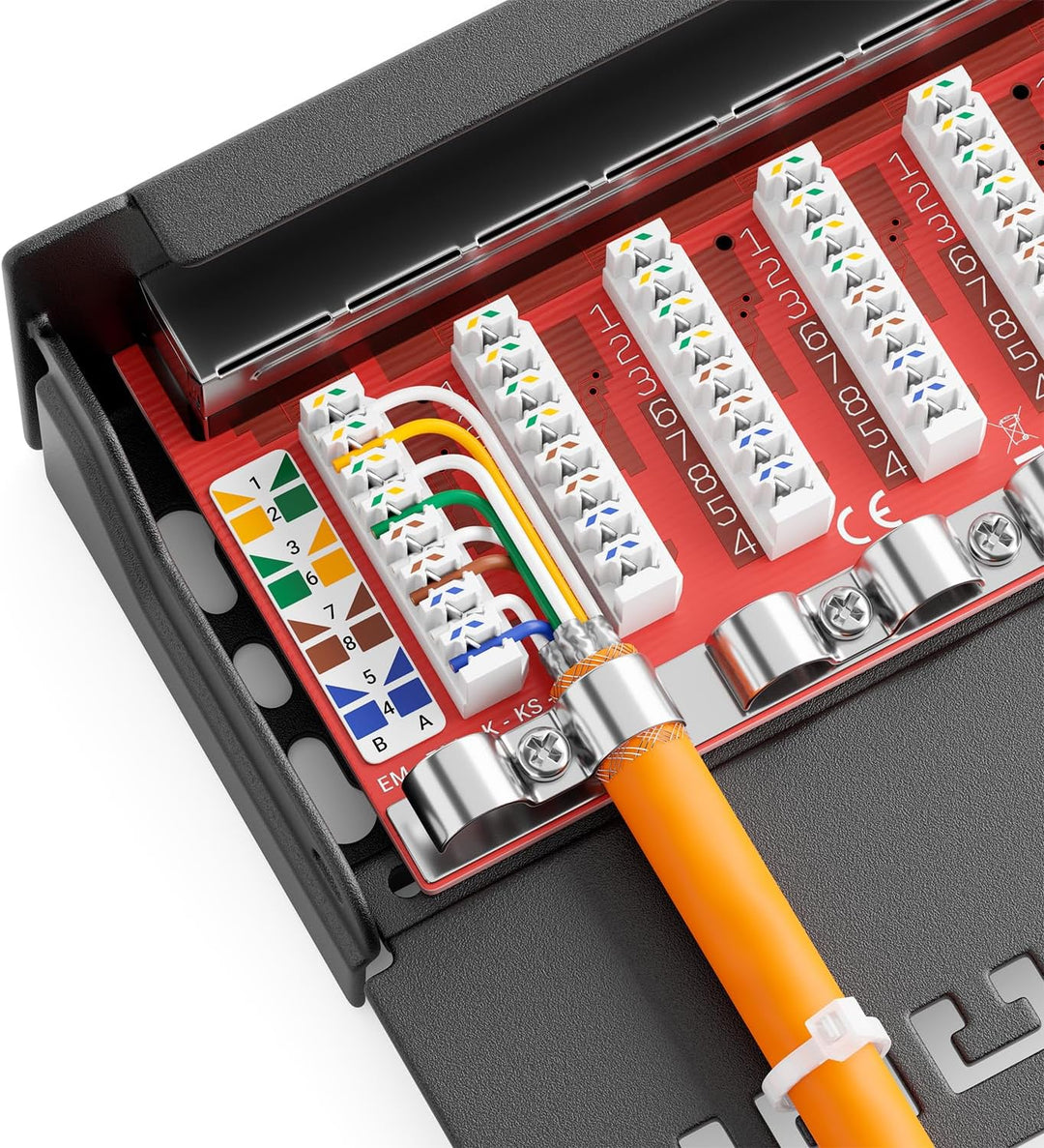 deleyCON CAT 6a Patchpanel Verteilerfeld 12 Port - Desktop & Wandmontage Geschirmt 12x RJ45 Buchse -