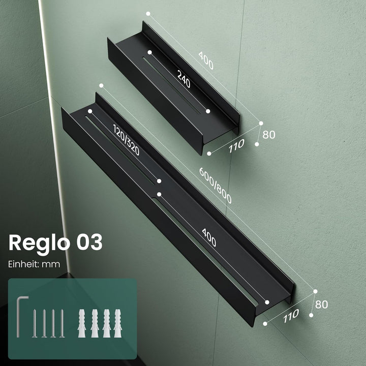 Mai & Mai Duschablage zum Bohren oder Kleben Duschregal Badablage 60cm Badezimmerablage zur Wandmont