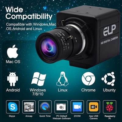 ELP 4K Optischem Zoom USB-Kamera,Ultra HD IMX317-Sensor-Webcam mit 2,8-12 mm Varifokalobjektiv,3840