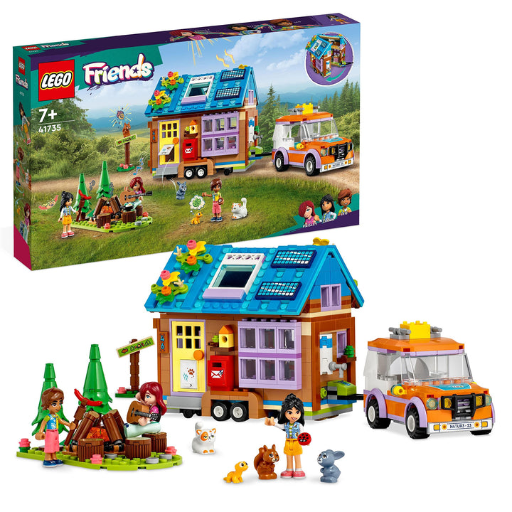 LEGO 41735 Friends Mobiles Haus, Camping-Spielzeug mit Auto, Tieren und Mini-Puppen Leo, Paisley &amp; L